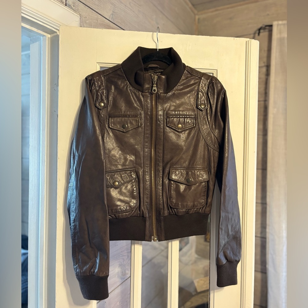 For Joseph Brown Leather Jacket - Small